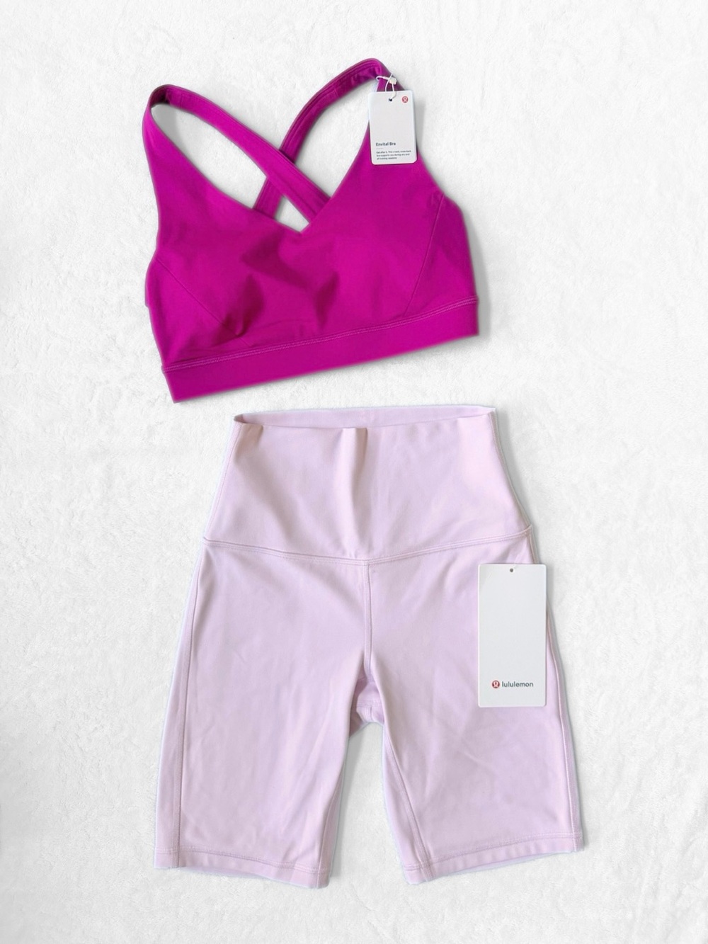 NWT Lululemon Envital Bra + Align 8” Shorts Set – Pink – Size 4